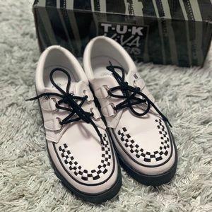 White and Black T.U.K CREEPERS (no platform)
